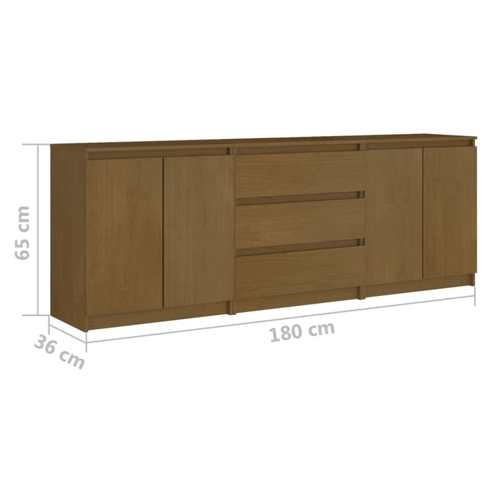 Credenza Marrone Ambra 180x36x65 cm in Legno Massello di Pino 3094296