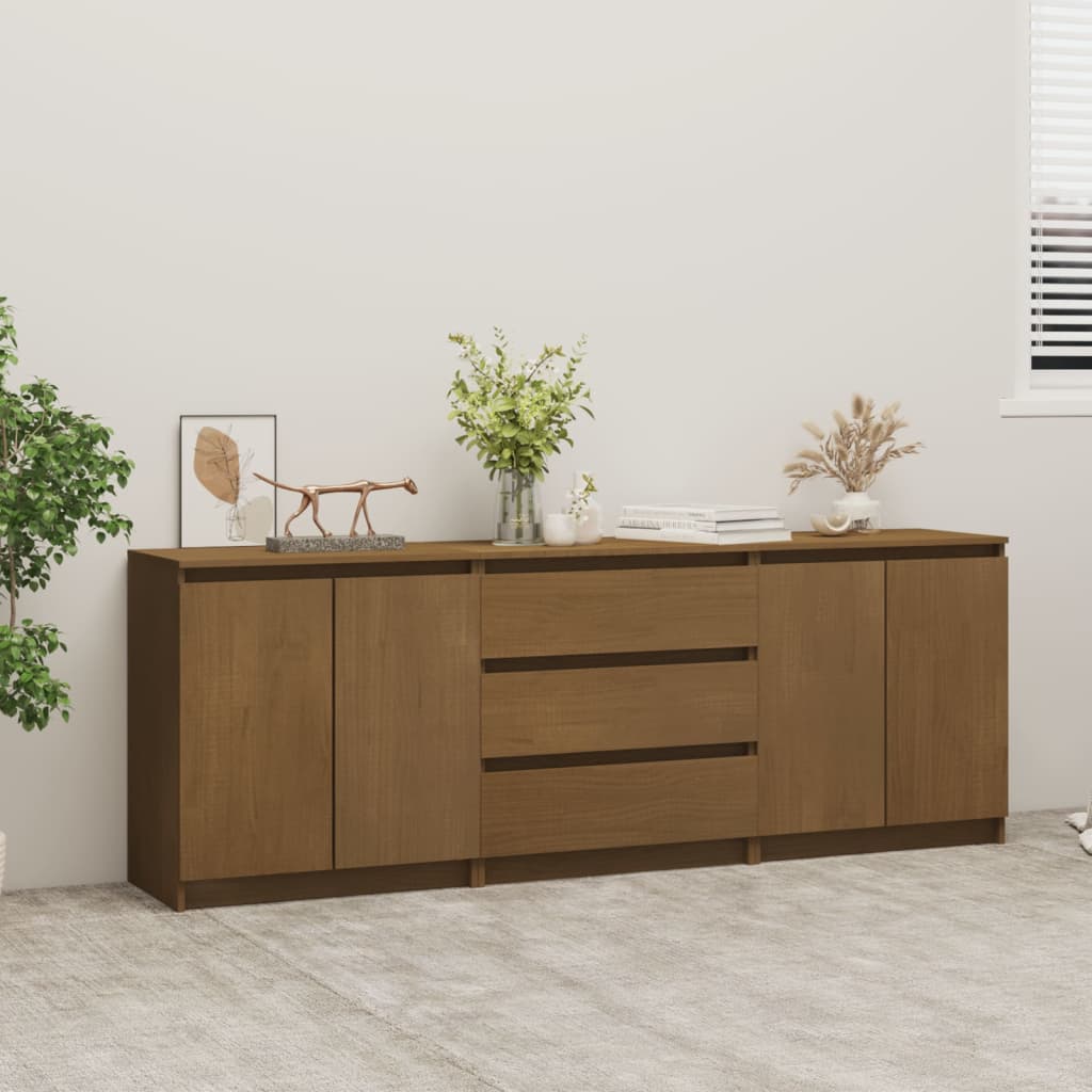 Credenza Marrone Ambra 180x36x65 cm in Legno Massello di Pino 3094296