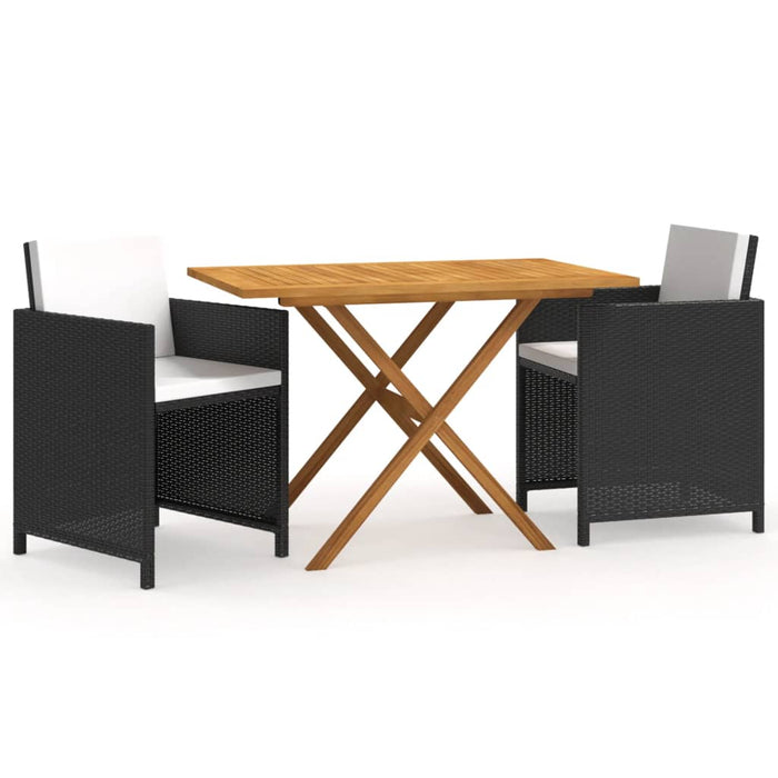 Set da Pranzo per Giardino 3 pz con Cuscini Nero 3094301