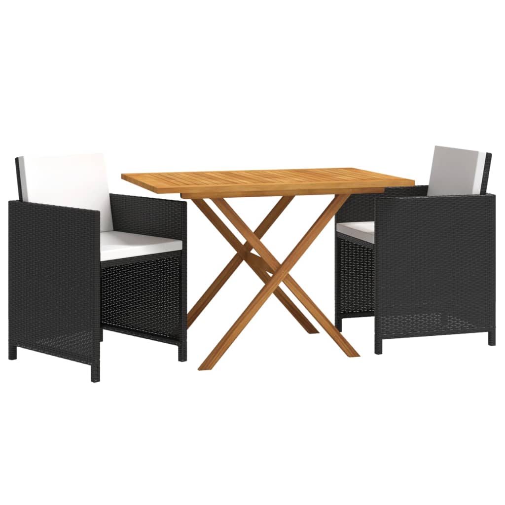 Set da Pranzo per Giardino 3 pz con Cuscini Nero 3094301
