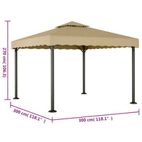 Gazebo Tortora 3x3 m Alluminio e Acciaio 318522