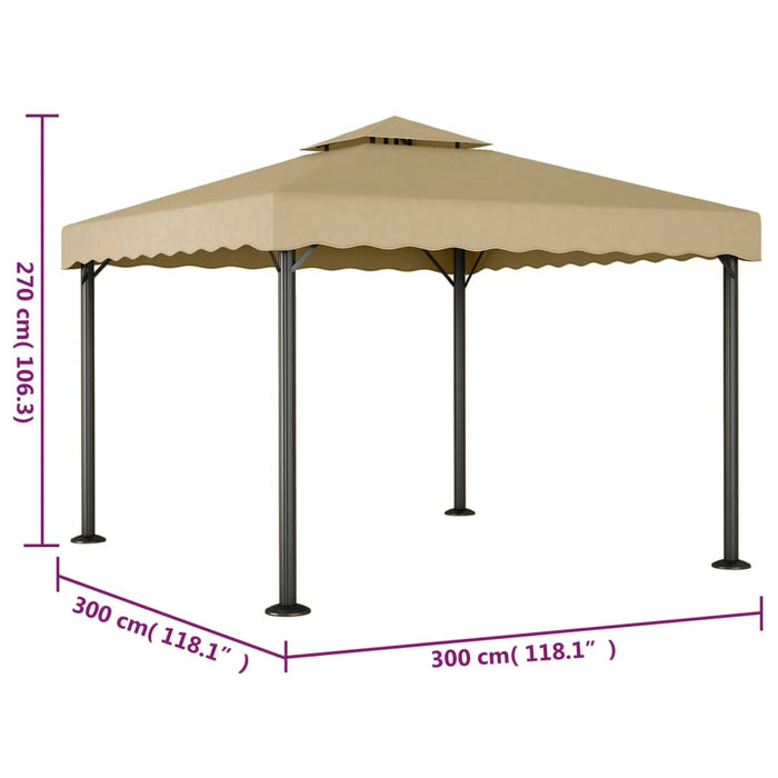 Gazebo Tortora 3x3 m Alluminio e Acciaio 318522