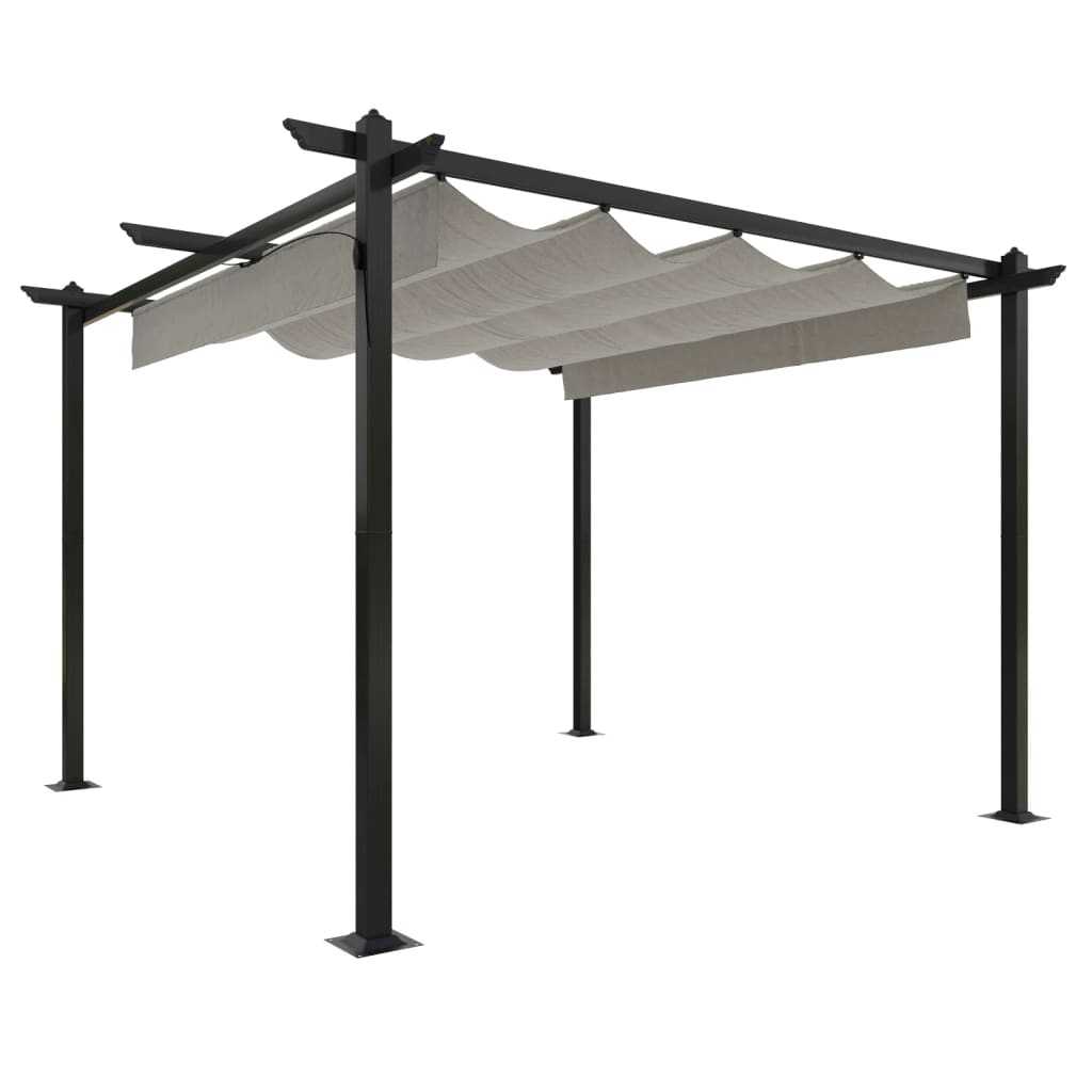 Pergola da Giardino con Tetto Retrattile 3x3 m Crema 318534