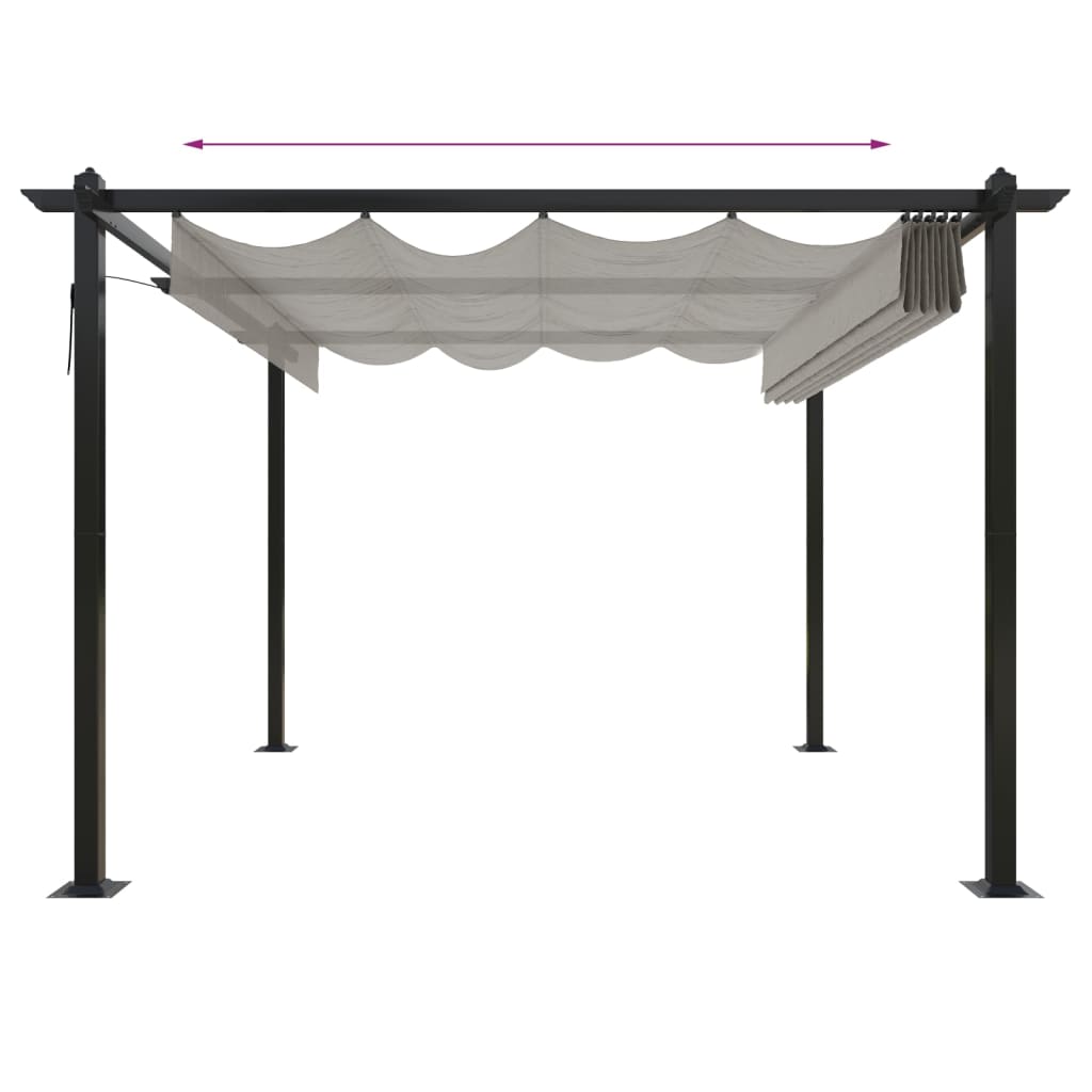 Pergola da Giardino con Tetto Retrattile 3x3 m Crema 318534