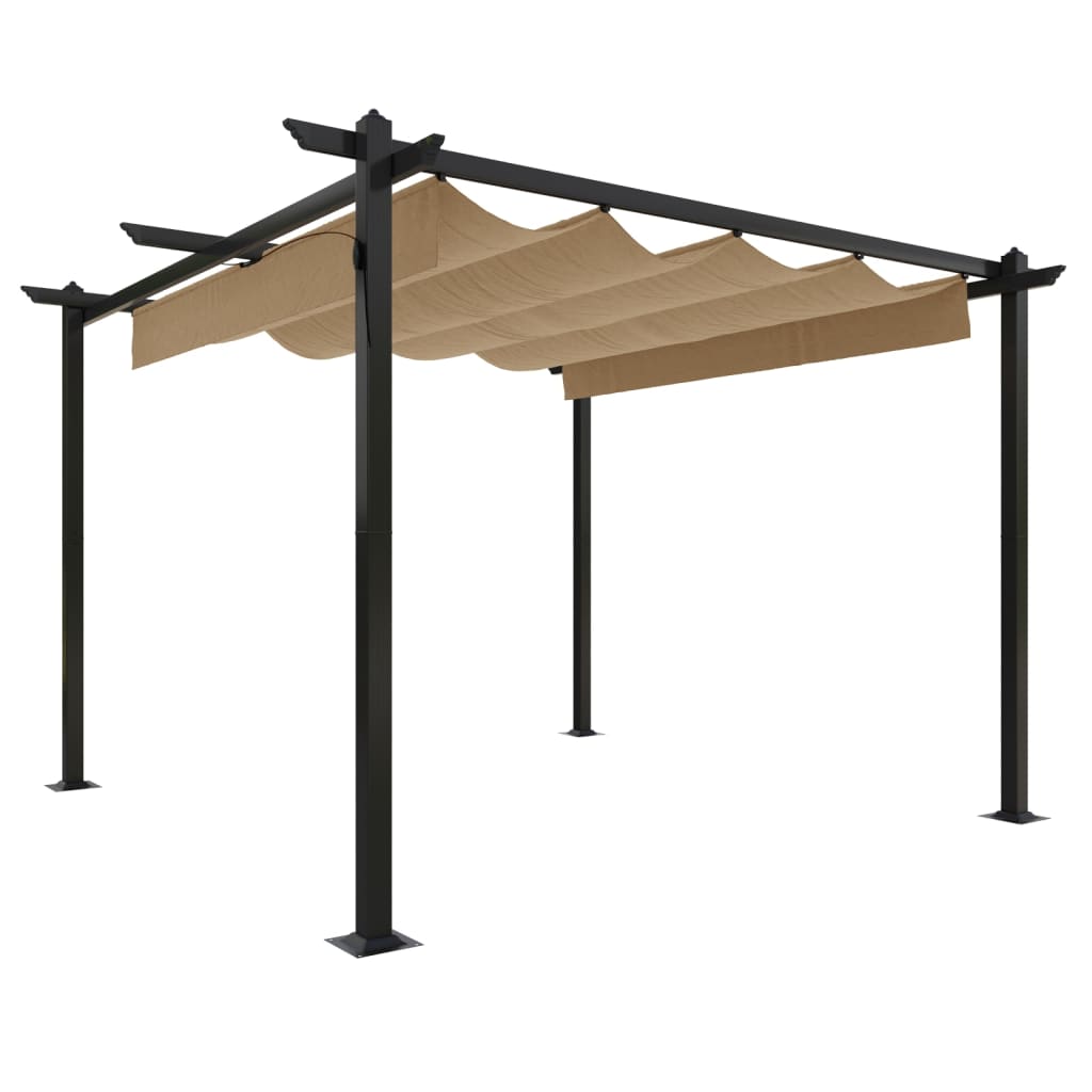Pergola da Giardino con Tetto Retrattile 3x3 m Tortora 318536