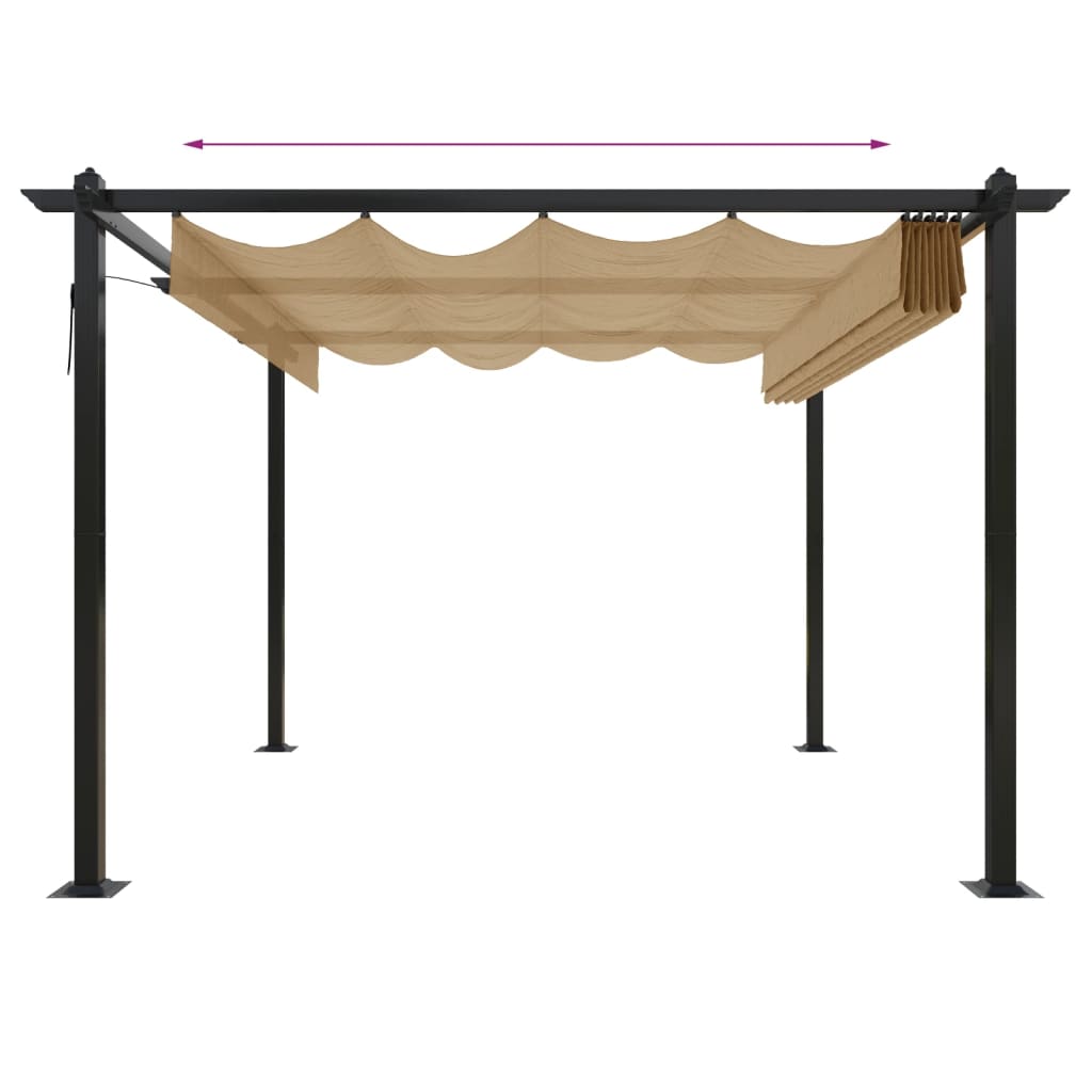 Pergola da Giardino con Tetto Retrattile 3x3 m Tortora 318536