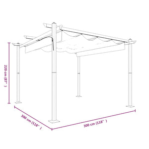 Pergola da Giardino con Tetto Retrattile 3x3 m Tortora 318536