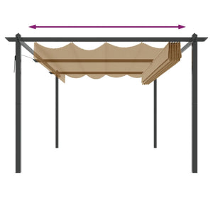 Pergola da Giardino con Tetto Retrattile 4x3 m Tortora