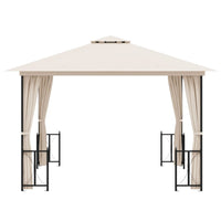 Gazebo con Teli Laterali e Doppio Tetto 3x3 m Crema