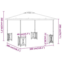 Gazebo con Teli Laterali e Doppio Tetto 3x3 m Crema