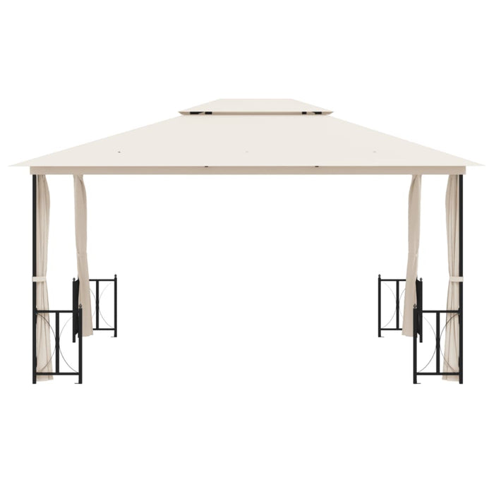 Gazebo con Teli Laterali e Doppio Tetto 3x4 m Crema 318543