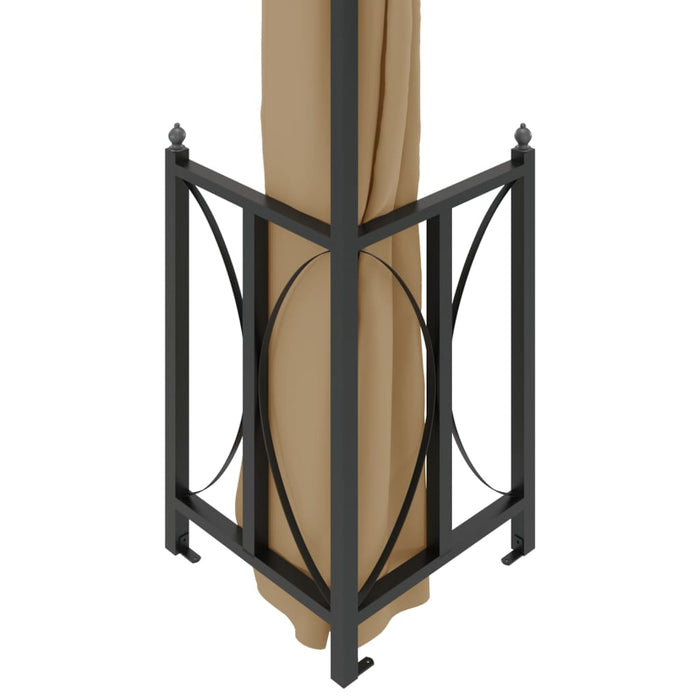 Gazebo con Teli Laterali e Doppio Tetto 3x4 m Tortora 318545