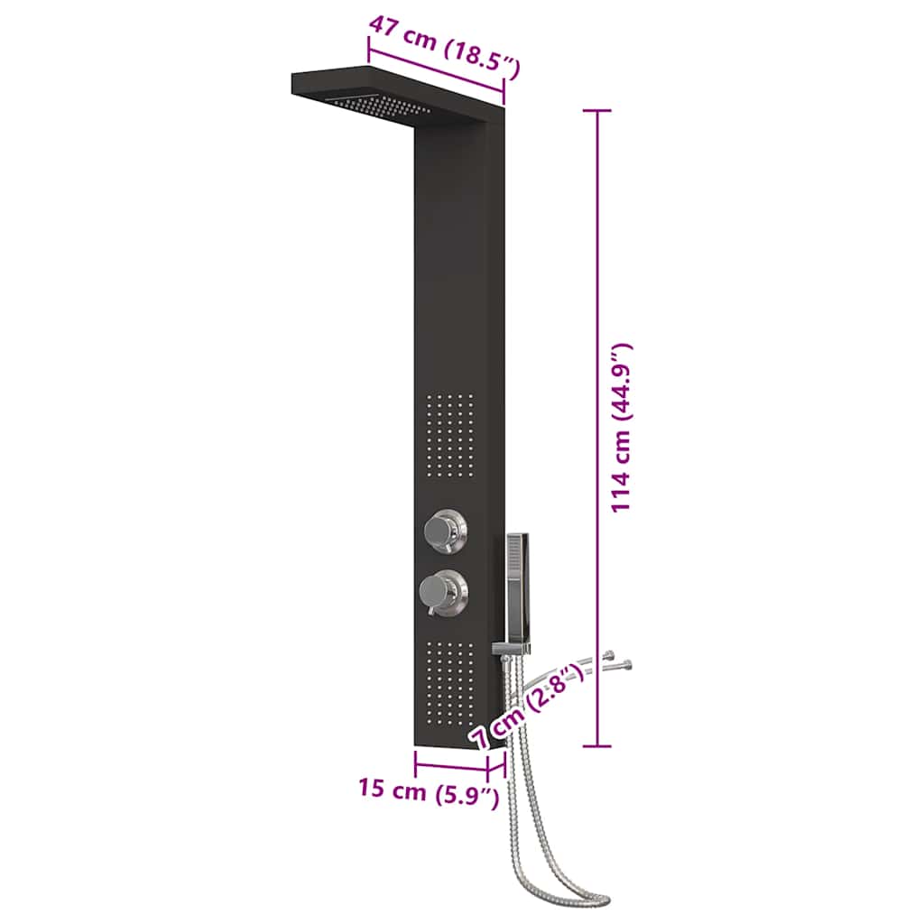 Pannello Doccia in Alluminio Nero 151416
