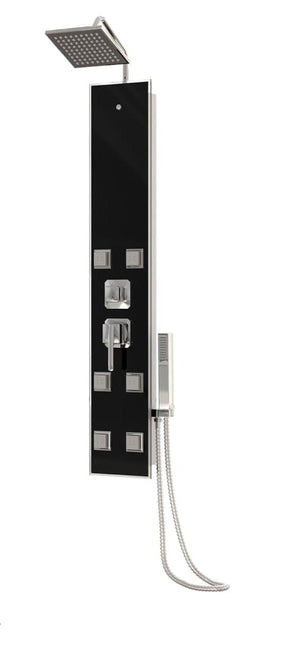 Pannello doccia soffione doccia vetro acciaio inox 130 cm nero 02_0003433