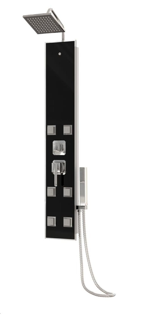 Pannello doccia soffione doccia vetro acciaio inox 130 cm nero 02_0003433