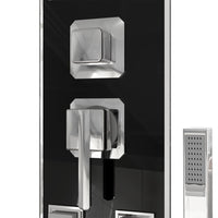Pannello doccia soffione doccia vetro acciaio inox 130 cm nero 02_0003433