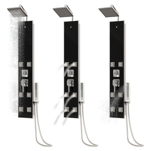 Pannello doccia soffione doccia vetro acciaio inox 130 cm nero 02_0003433