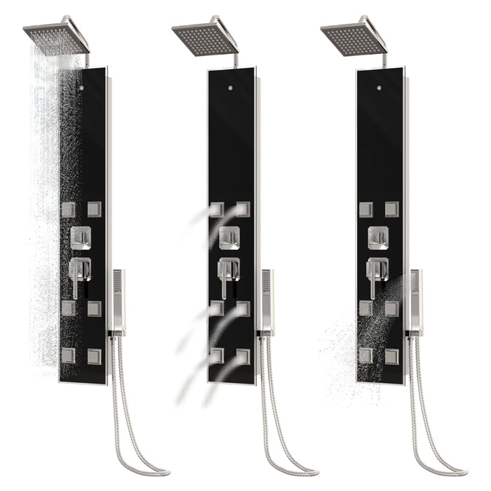 Pannello doccia soffione doccia vetro acciaio inox 130 cm nero 02_0003433