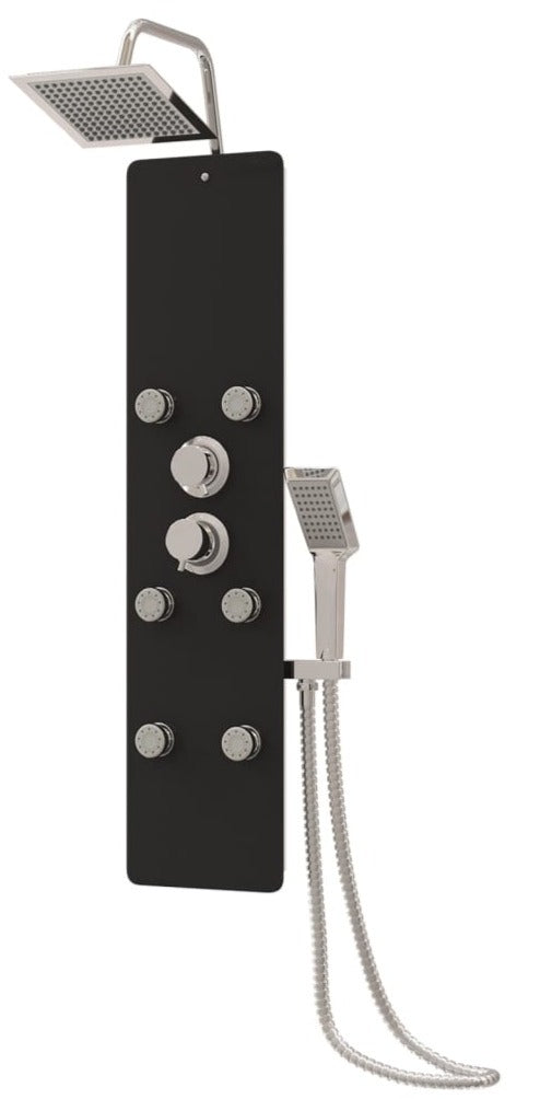 Pannello doccia soffione doccia vetro acciaio inox 130 cm nero 02_0003437