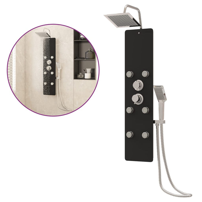 Pannello Doccia in Vetro 25x47,5x130 cm Nero 151420