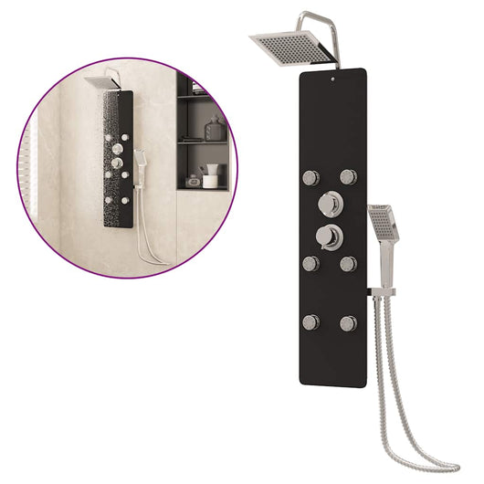 vidaXL Pannello Doccia in Vetro 25x47,5x130 cm Nero