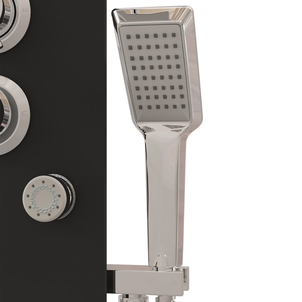 Pannello Doccia in Vetro 25x47,5x130 cm Nero 151420