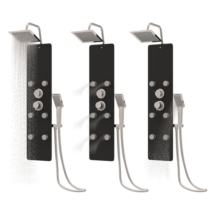 Pannello Doccia in Vetro 25x47,5x130 cm Nero 151420