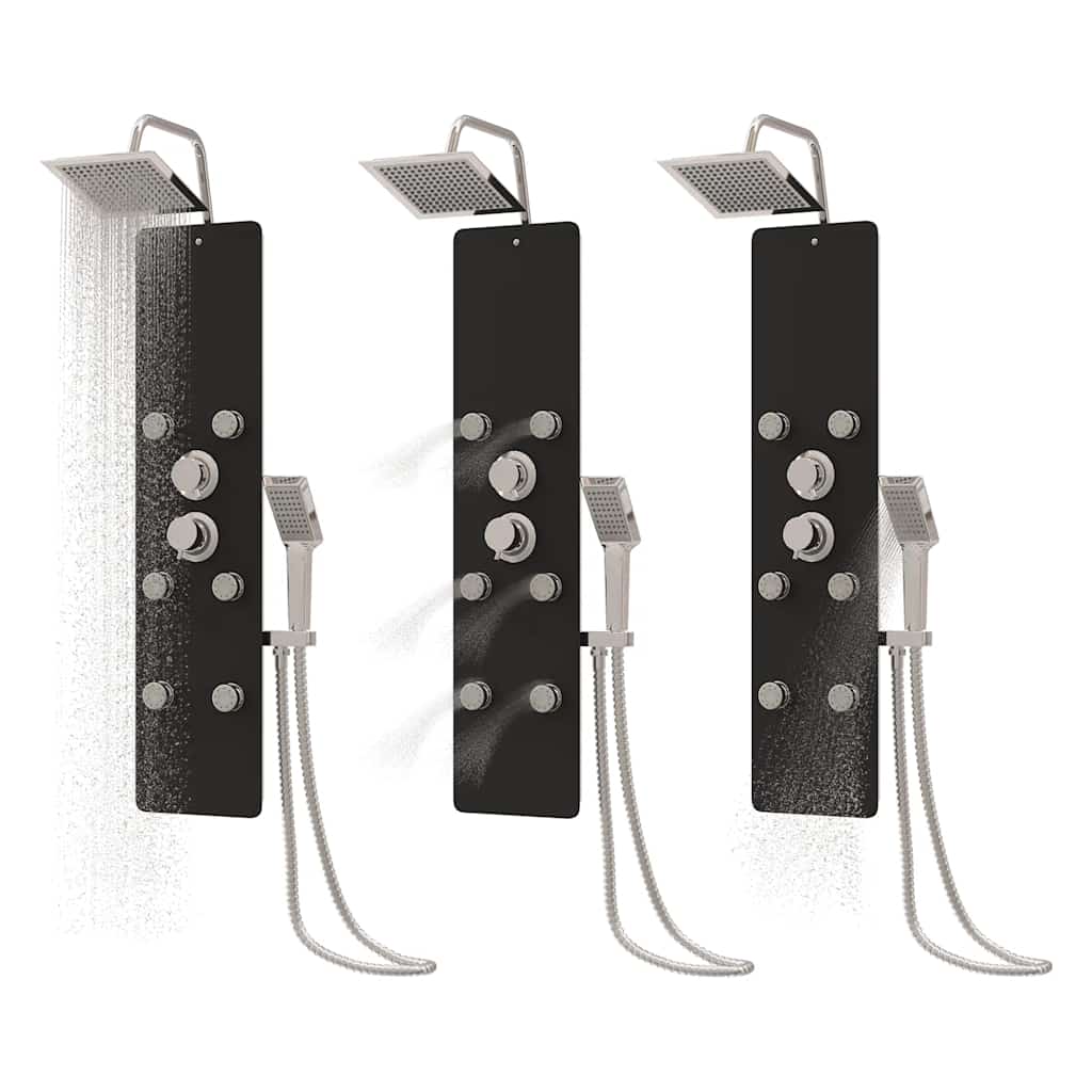 vidaXL Pannello Doccia in Vetro 25x47,5x130 cm Nero