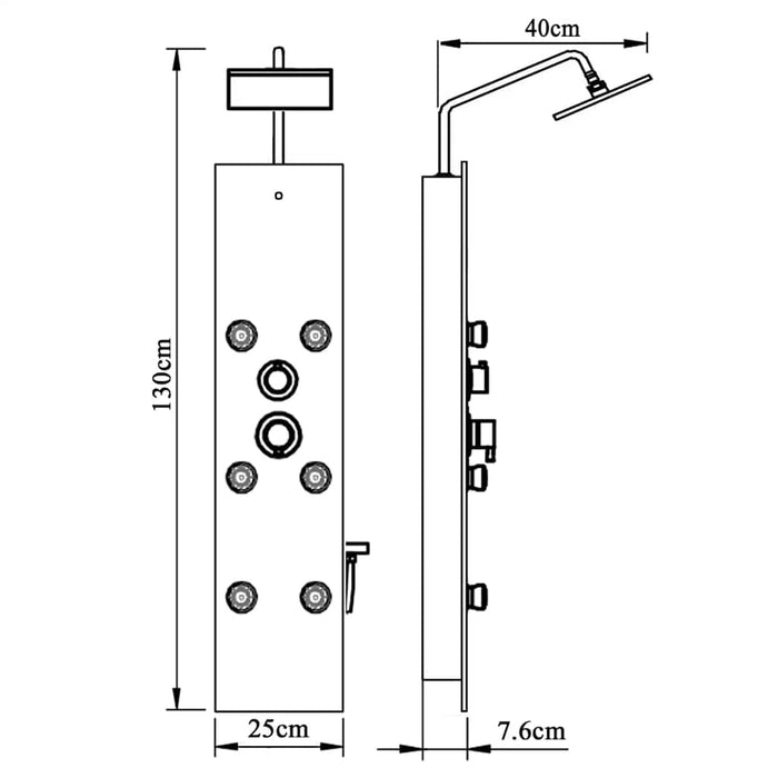 vidaXL Pannello Doccia in Vetro 25x47,5x130 cm Nero