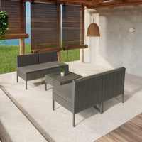 Set Divani da Giardino 5 pz con Cuscini in Polyrattan Grigio 3094310