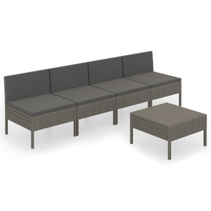 Set Divani da Giardino 5 pz con Cuscini in Polyrattan Grigio 3094326