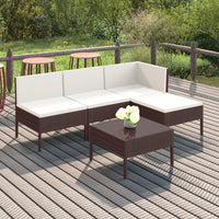 Set Divani da Giardino 5 pz con Cuscini in Polyrattan Marrone 3094363