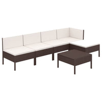 Set Divani da Giardino 6 pz con Cuscini in Polyrattan Marrone 3094371