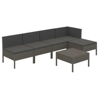 Set Divani da Giardino 6 pz con Cuscini in Polyrattan Grigio 3094374