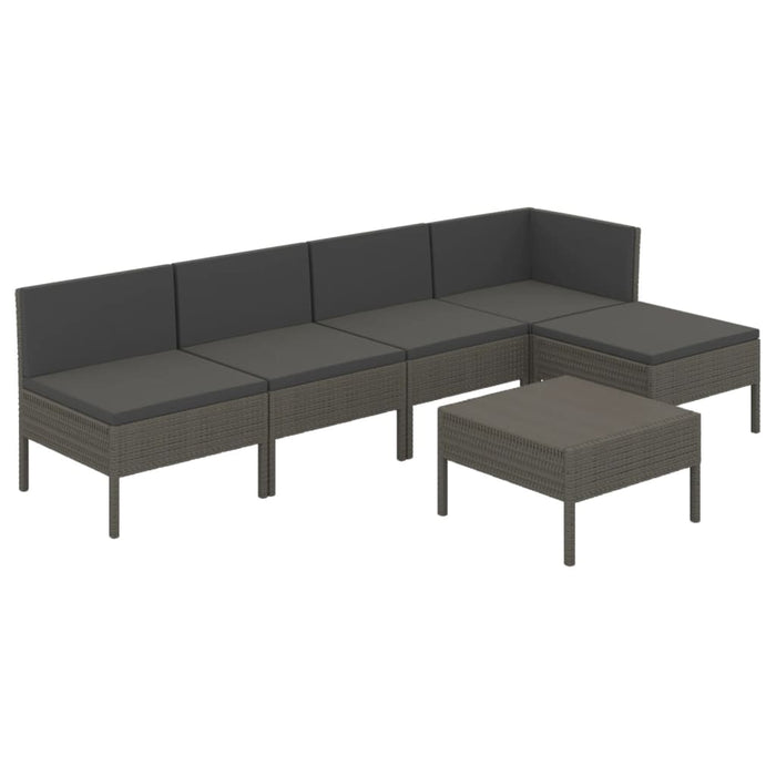 Set Divani da Giardino 6 pz con Cuscini in Polyrattan Grigio 3094374