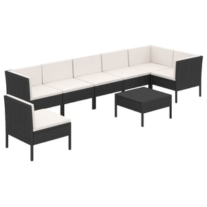 Set Divani da Giardino 8 pz con Cuscini in Polyrattan Nero cod mxl 38337