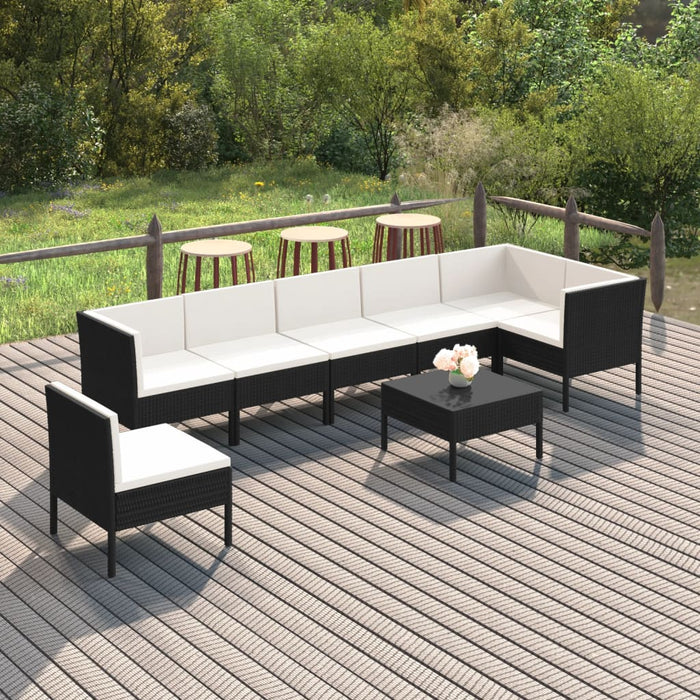 Set Divani da Giardino 8 pz con Cuscini in Polyrattan Nero cod mxl 38337