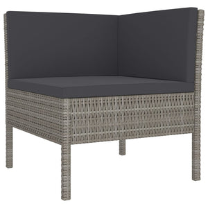 Set Divani da Giardino 8 pz con Cuscini in Polyrattan Grigio 3094442