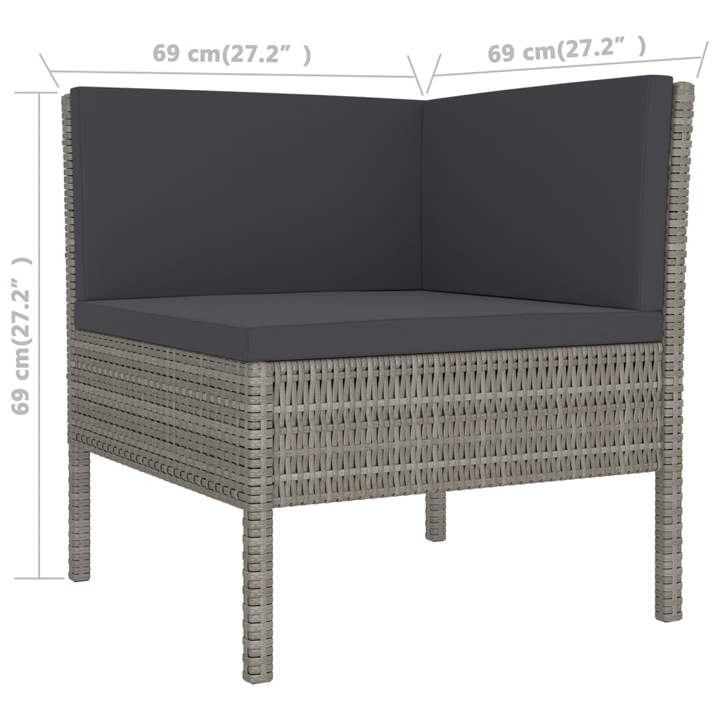 Set Divani da Giardino 9 pz con Cuscini in Polyrattan Grigio 3094446