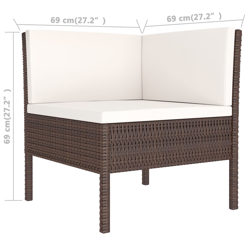 Set Divani da Giardino 9 pz con Cuscini in Polyrattan Marrone 3094467