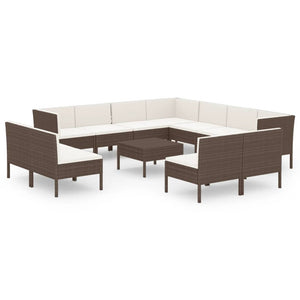 Set Divani da Giardino 12 pz con Cuscini in Polyrattan Marrone cod mxl 38421