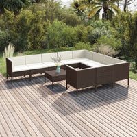 Set Divani da Giardino 11 pz con Cuscini in Polyrattan Marrone cod mxl 38427