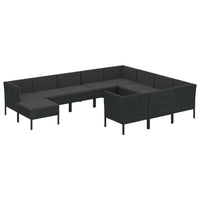 Set Divani da Giardino 11 pz con Cuscini in Polyrattan Nero 3094509