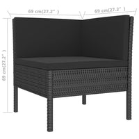 Set Divani da Giardino 11 pz con Cuscini in Polyrattan Nero 3094509
