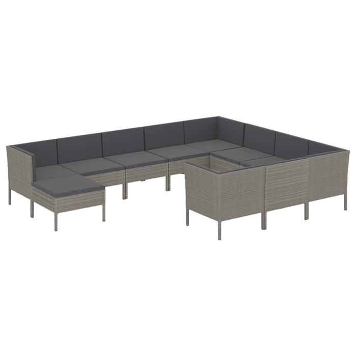 Set Divani da Giardino 11 pz con Cuscini in Polyrattan Grigio 3094510