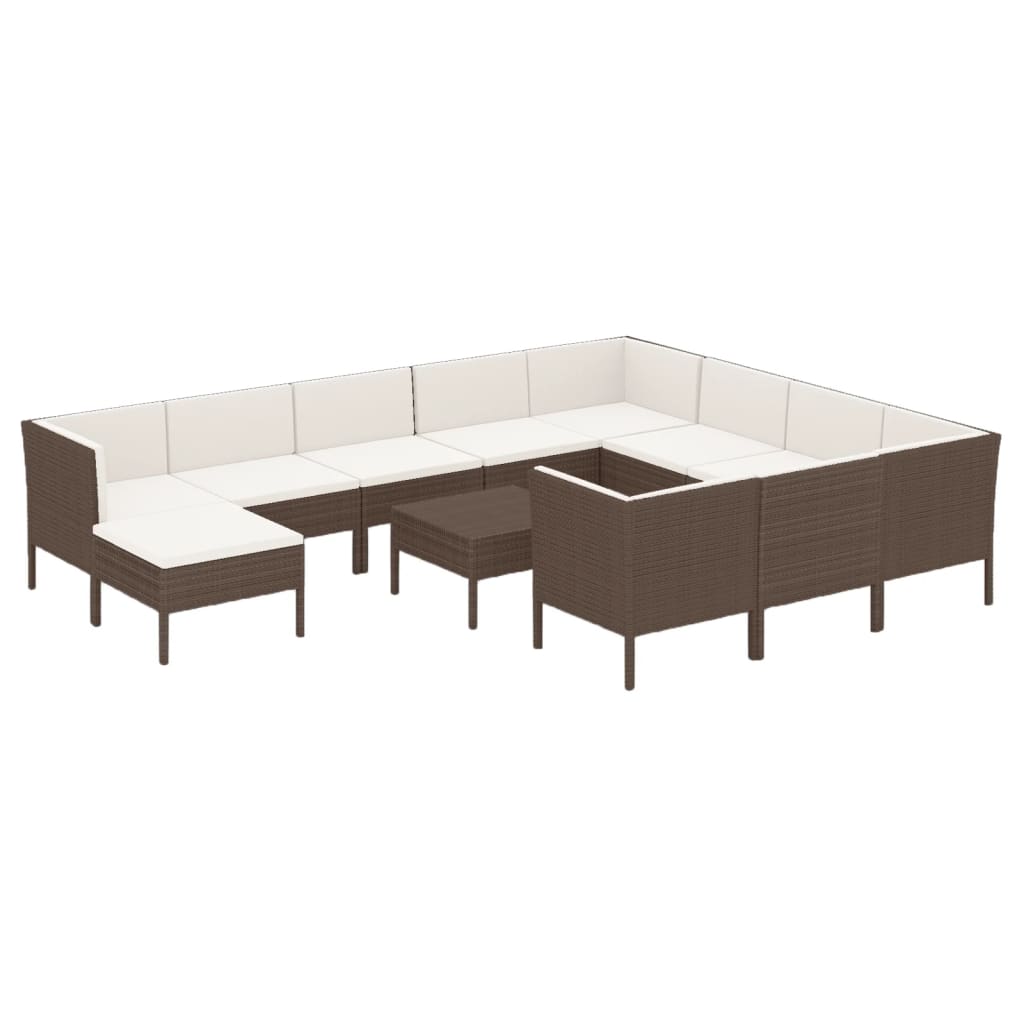 Set Divani da Giardino 12 pz con Cuscini in Polyrattan Marrone cod mxl 38435
