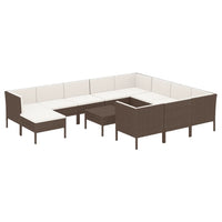 Set Divani da Giardino 12 pz con Cuscini in Polyrattan Marrone cod mxl 38435