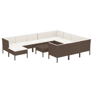 Set Divani da Giardino 12 pz con Cuscini in Polyrattan Marrone cod mxl 38435