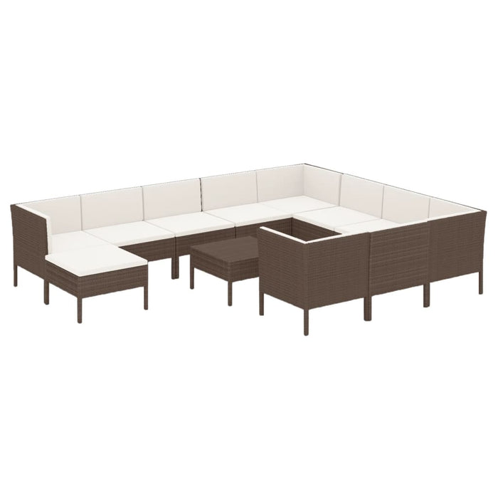 Set Divani da Giardino 12 pz con Cuscini in Polyrattan Marrone cod mxl 38435