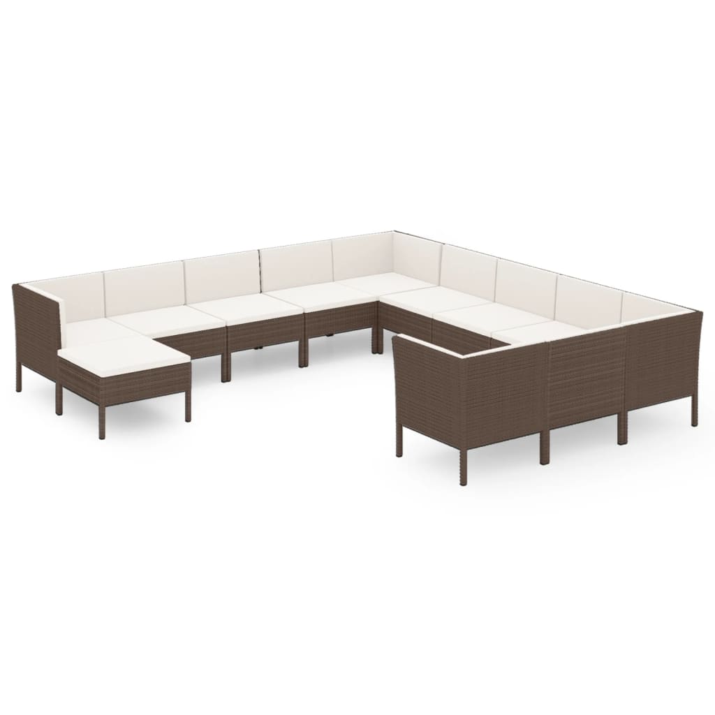 Set Divani da Giardino 12 pz con Cuscini in Polyrattan Marrone cod mxl 38446